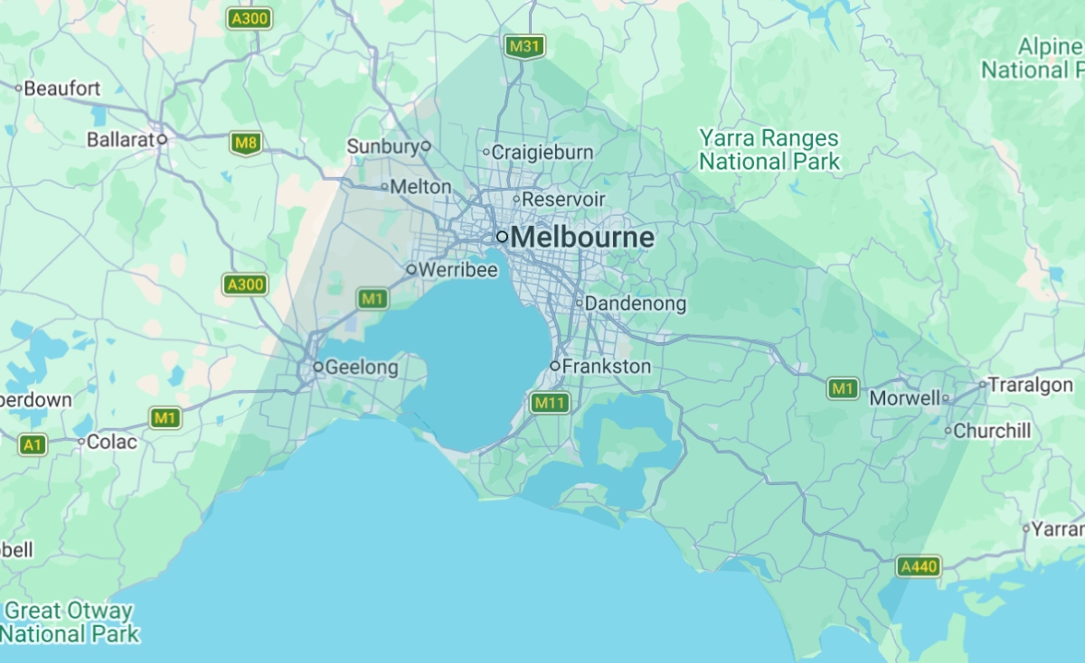 Power X Electrical service area map - Eltham, Melbourne and Greater Victoria